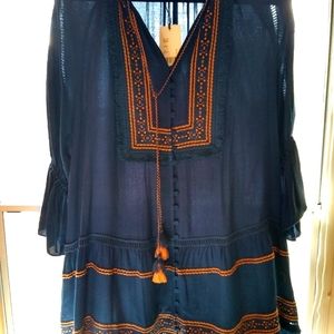 a loves a dark blue peasant dress, size medium